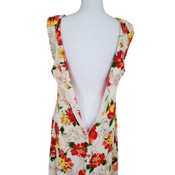 Vintage 70s Floral sleeveless maxi dress with low V neck - Picture 7 of 8